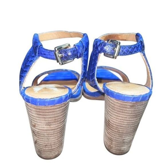 Coach Lexey Royal Blue High Heeled Sandals with Thick Block Heel and Open Toe De - Picture 4 of 5